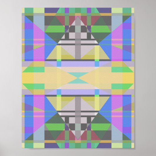 Geel Groen Blauw Paars Geometrisch Poster (Voorkant)