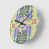 Geel Groen Blauw Paars Geometrisch Ronde Klok (Hoek)