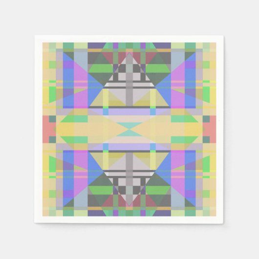 Geel Groen Blauw Paars Geometrisch Servet (Voorkant)