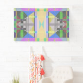 Geel Groen Blauw Paars Geometrisch Spandoek (Insitu)