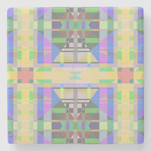 Geel Groen Blauw Paars Geometrisch Stenen Onderzetter (Voorkant)