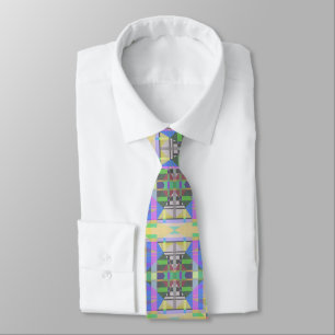 Geel Groen Blauw Paars Geometrisch Stropdas