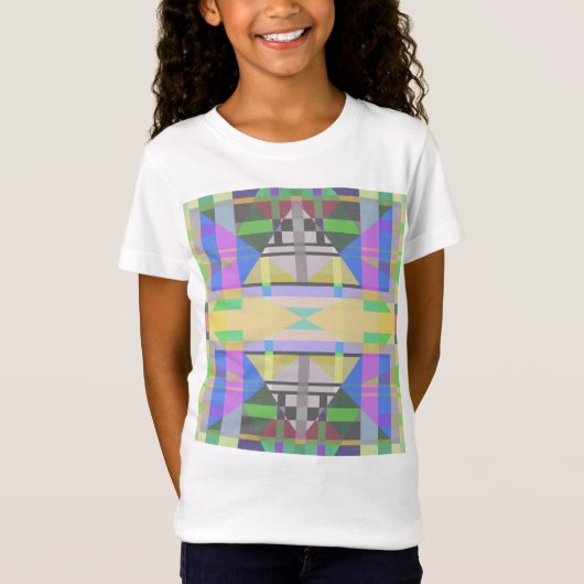Geel Groen Blauw Paars Geometrisch T-shirt (Voorkant)
