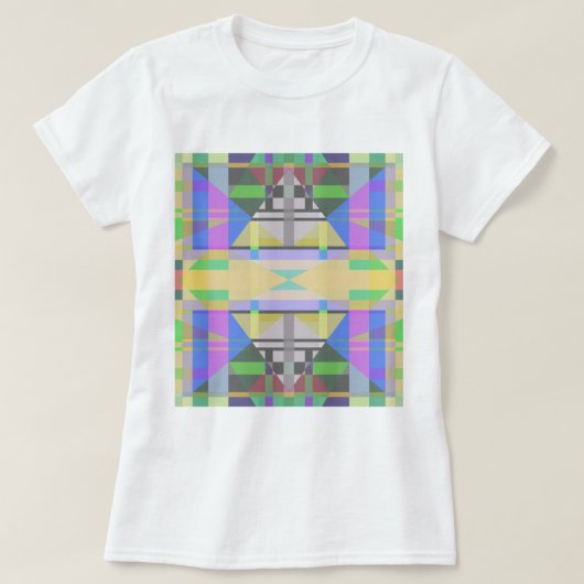 Geel Groen Blauw Paars Geometrisch T-shirt (Design voorkant)