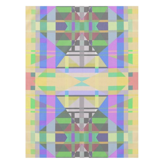 Geel Groen Blauw Paars Geometrisch Tafelkleed (Voorkant)