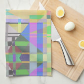 Geel Groen Blauw Paars Geometrisch Theedoek (Quarter Fold)