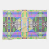 Geel Groen Blauw Paars Geometrisch Theedoek (Horizontaal)