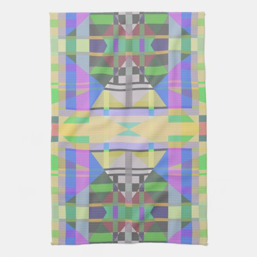 Geel Groen Blauw Paars Geometrisch Theedoek (Verticaal)