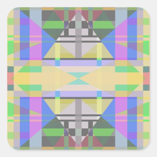 Geel Groen Blauw Paars Geometrisch Vierkante Sticker (Voorkant)