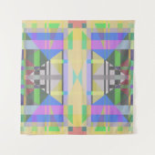 Geel Groen Blauw Paars Geometrisch Wandkleed (Voorkant (horizontaal))