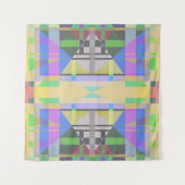 Geel Groen Blauw Paars Geometrisch Wandkleed (Voorkant)