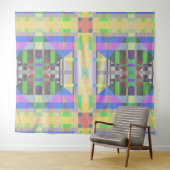 Geel Groen Blauw Paars Geometrisch Wandkleed (In Situ (horizontaal))