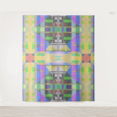 Geel Groen Blauw Paars Geometrisch Wandkleed (Voorkant)