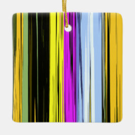 Geel Groen Blauw Paars Zwart Verticale Strepen Keramisch Ornament