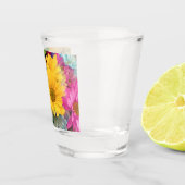 Geel Groen Blauw Roze Daisies - Shot Glas (Rechts)