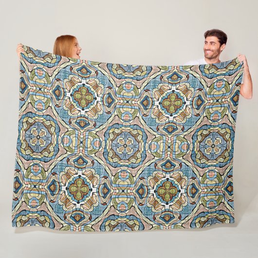 Geel Groen Blauwgroen Blauw Oranje Heup Bohemian A Fleece Deken (In situ)