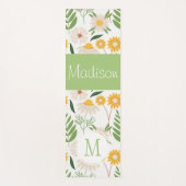 Geel Groen Bloemen Meisje Trendy Monogram Yoga Mat (Voorkant)