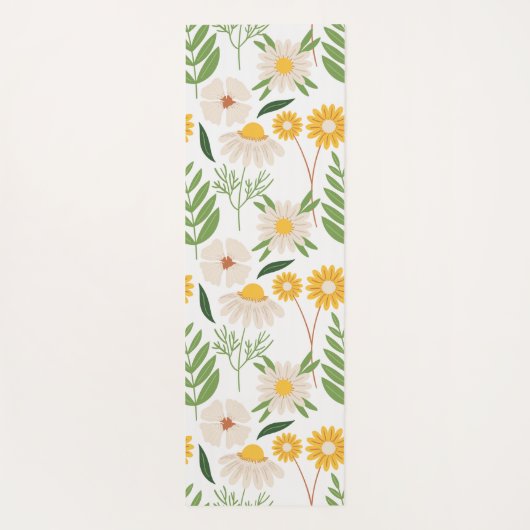 Geel Groen Bloemen Meisje Trendy Monogram Yoga Mat (Achterkant)