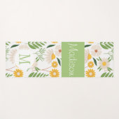Geel Groen Bloemen Meisje Trendy Monogram Yoga Mat (Voorkant (horizontaal))