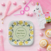 Geel Groen Bloemen servies Papieren Bordje (Feest)