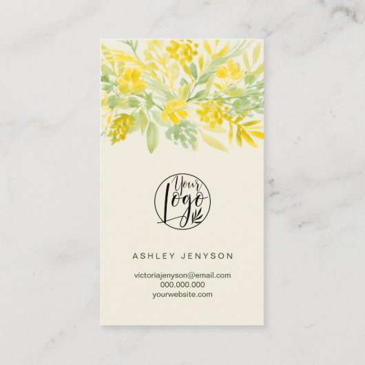 Geel groen bloemenkoel logo orde dank u visitekaartje (Achterkant)