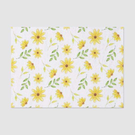 Geel groen bloemenpatroon tissuepapier (Voorkant)