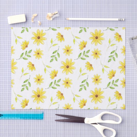 Geel groen bloemenpatroon tissuepapier (Craft)