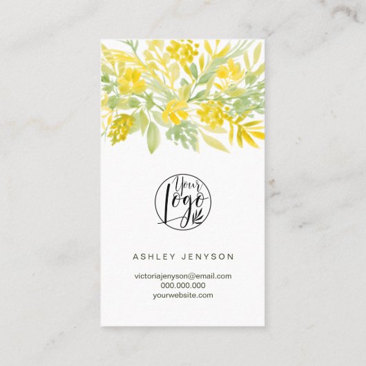 Geel groen bloemenschrift logo orde dank u visitekaartje (Achterkant)