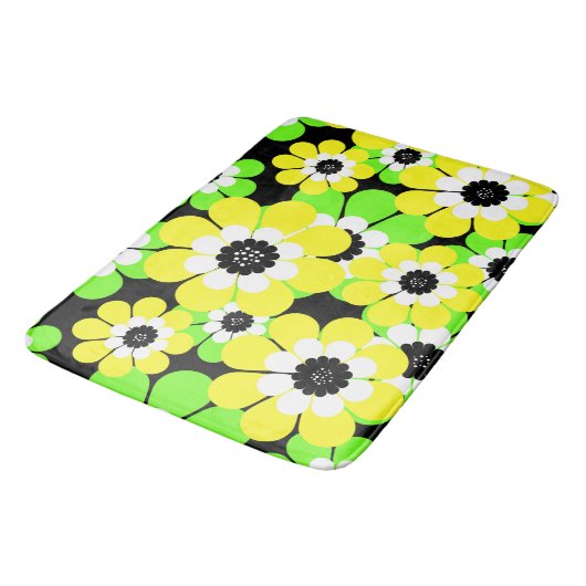 Geel groen bloempatroon badmat (Gekanteld)