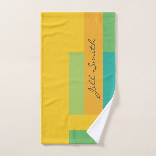 Geel groen blok Modern Handdoek (Handdoek)