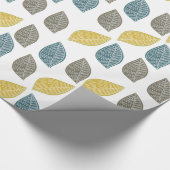 Geel Groen Bruin Bladeren Cadeaupapier (Hoek)