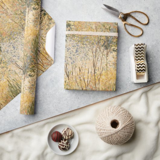 Geel Groen Bruine Bomen Cadeaupapier (Crafts)