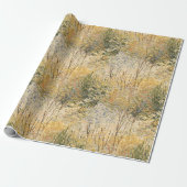 Geel Groen Bruine Bomen Cadeaupapier (Uitgerold)