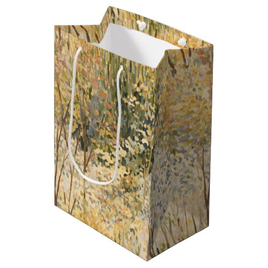 Geel Groen Bruine Bomen Verjaardag Medium Cadeauzakje (Voorkant Gekanteld)