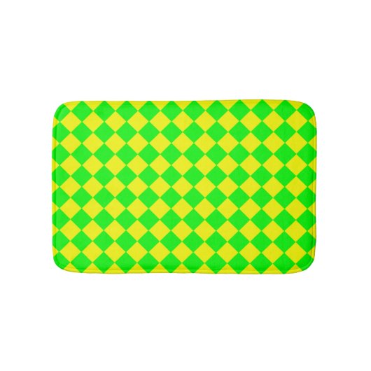 Geel Groen Checker Diamant Patroon Badmat (Voorkant)