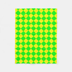 Geel Groen Checker Diamant Patroon Fleece Deken
