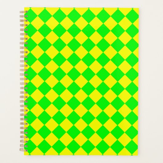 Geel Groen Checker Diamant Patroon Planner (Voorkant)