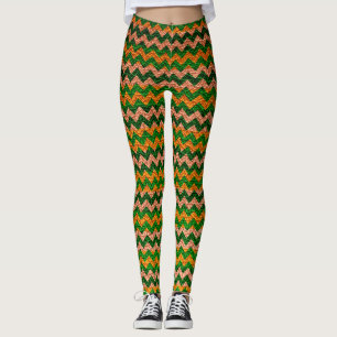 Geel Groen Chevron Modern Leer Leggings