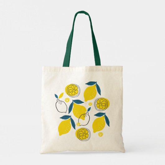 Geel Groen Citroen Fruit Canvas tas (Achterkant)