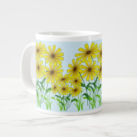 Geel Groen Daisy Bloem Bloemen Natuur Ontwerp Grote Koffiekop (Links)