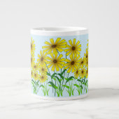 Geel Groen Daisy Bloem Bloemen Natuur Ontwerp Grote Koffiekop (Voorkant)