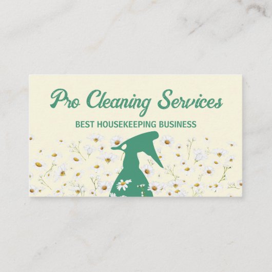 Geel Groen Daisy Spray Fles Schoonmaak Tuinieren Visitekaartje (Achterkant)