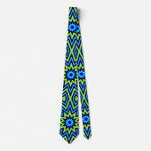 Geel groen en blauw Psychedelic Star Pattern-Strop Stropdas (Voorkant)