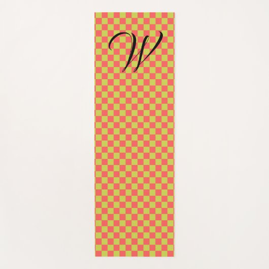 Geel groen en lichtroze kastMonogrammen Yogamat (Voorkant)