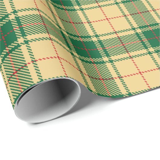  geel groen en rood bijtaarkleurig tartaanplein cadeaupapier (Rol Hoek)