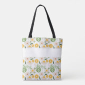 Geel groen Floral Girly Initiaal Monogram Tote Bag (Achterkant)