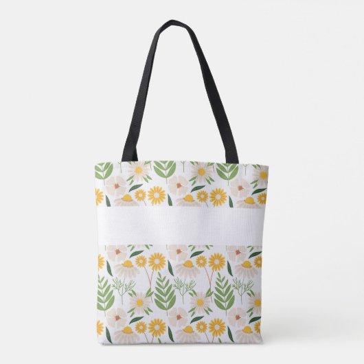 Geel groen Floral Girly Initiaal Monogram Tote Bag (Achterkant)