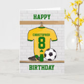 Geel Groen Football Voetbal Jersey Verjaardag Kaart (Gele Bloem)