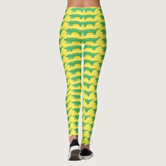 Geel groen gator Alligator Crocodile Crococ Animal Leggings (Achterkant)