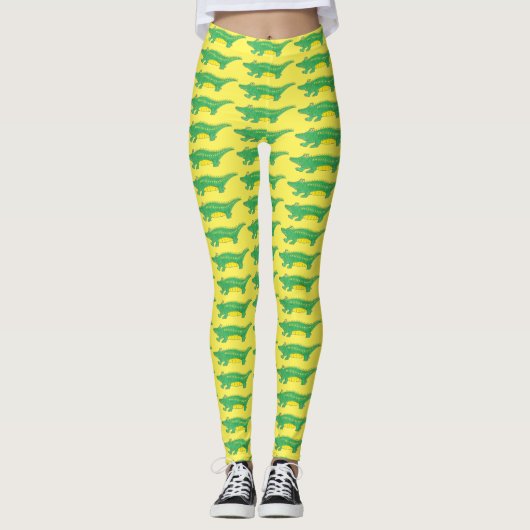 Geel groen gator Alligator Crocodile Crococ Animal Leggings (Voorkant)